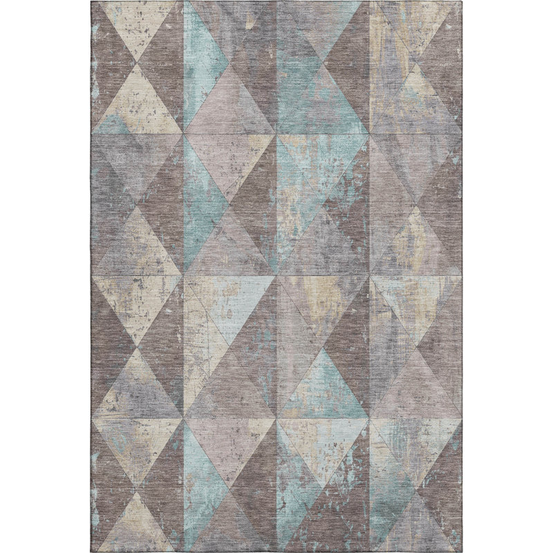 Premium Machine Washable Varroville AMF1721 Geometric Rug, Rectangle 3' x 5'