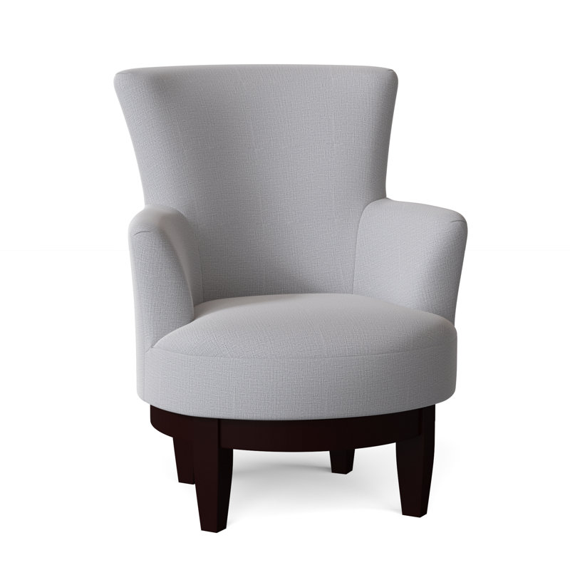 Justine Upholstered Swivel Armchair, Dove Grey Performance, Espresso