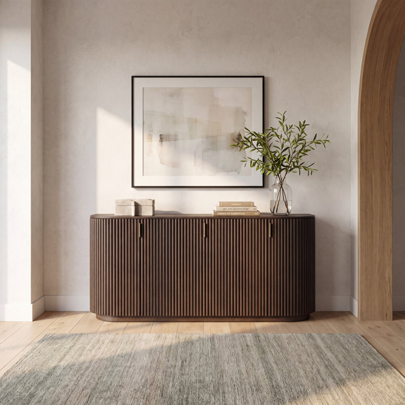 Chessa 72" W Mango Solid Wood Sideboard, Dark Brown