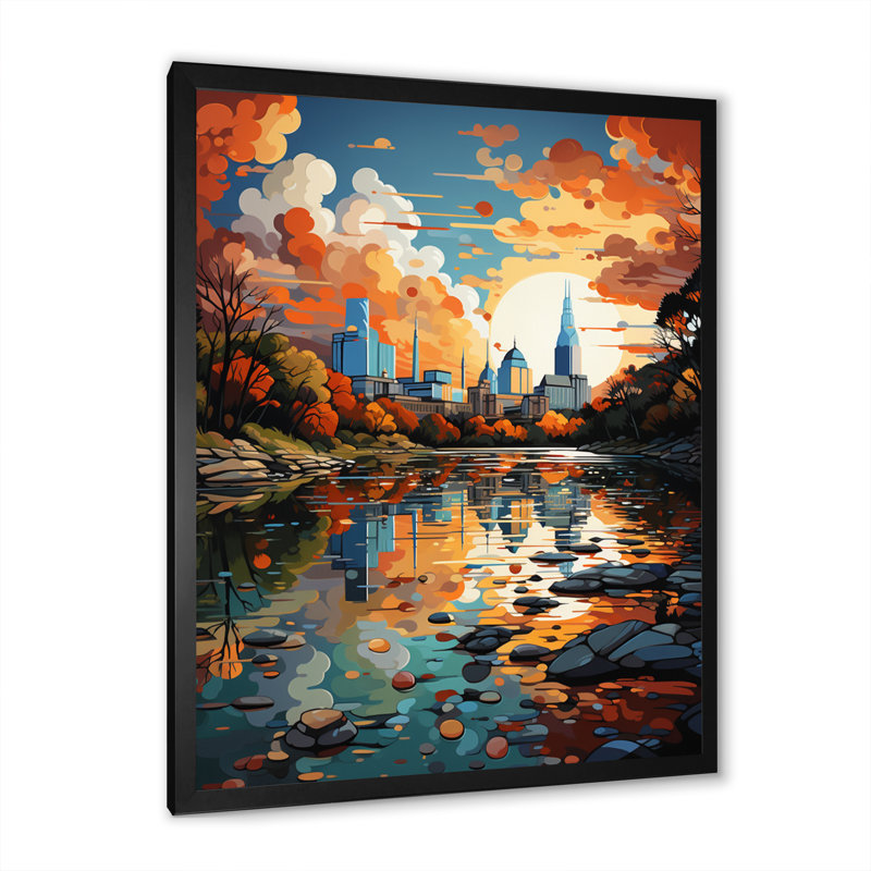 «City Austin Popart II», reproduction sur toile, H 32 po x l 16 po x P 1 po, Cadre photo noir