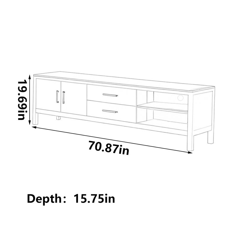 Meuble télé simple moderne en noyer noir, 70.87"