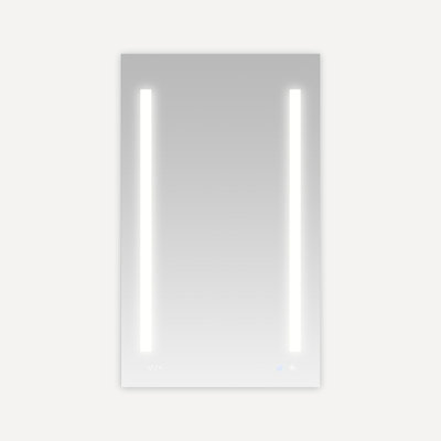 Schoffer 24" W x 40" H x 5" D Left Hinge, LED Medicine Cabinet with Defogger, Electrical Outlets, Digital Clock, Dimmer, Adjustable LED 3X Magnifying Mirror