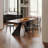 French mid-century style solid wood dining table-783564473