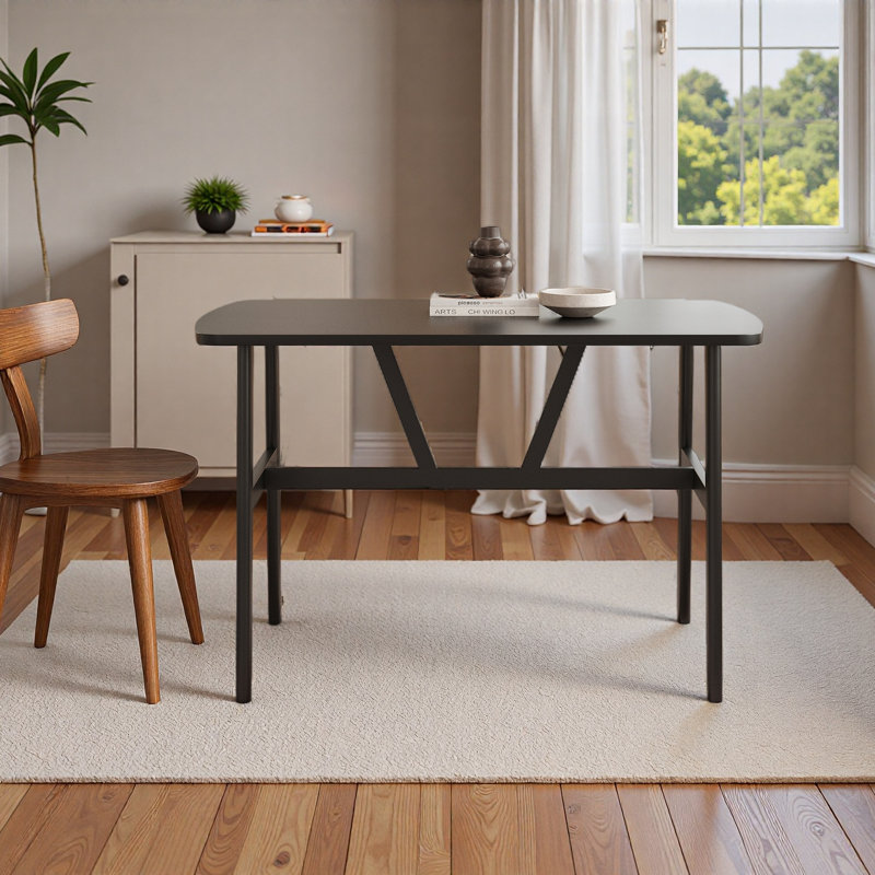 Table de salle à manger pour 4 à 6 personnes, table de cuisine rectangulaire en bois, table de salle à manger moderne avec cadre en métal robuste pour la salle à manger, cuisine, 47,2 pouces