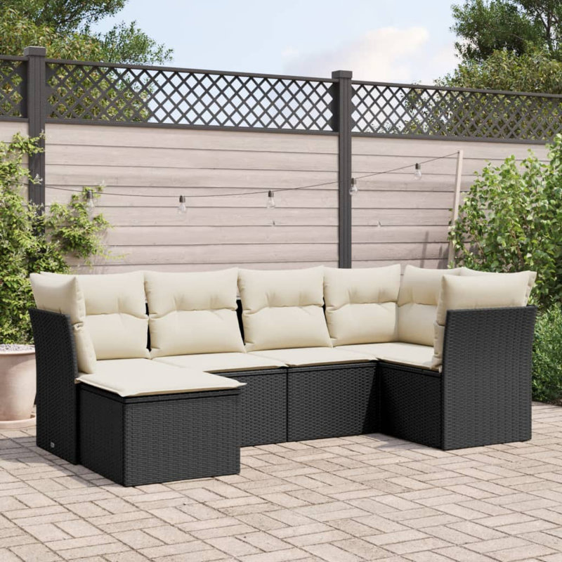 Ensemble de canapé de jardin Vidaxl noir, blanc crème