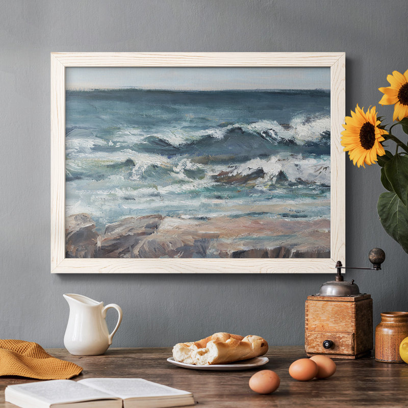«Ocean Breakers II», reproduction d'art sur toile simple, Cadre simple blanc, H 14 po x l 20 po x P 1,5 po