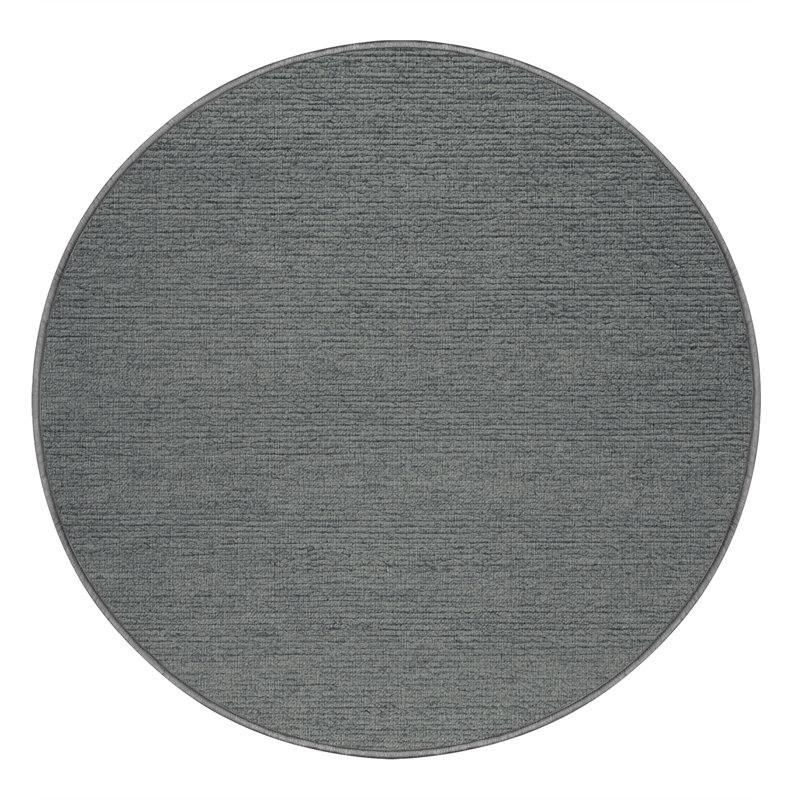 Machine Washable Solid Gray Area Rug, Round 7'