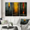 «Stairway To Grace Minimal Orange On Indigo II», 3 pièces sur toile