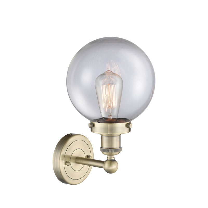 Chalkhill Armed Sconce, Clear, Antique Brass