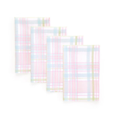 Palm Beach Plaid - 100% Pure Linen  Dinner Napkins