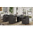 Anna Modern Vegan Leather Upholstered Solid Wood Dining Arm Chair in Graphite-853232126