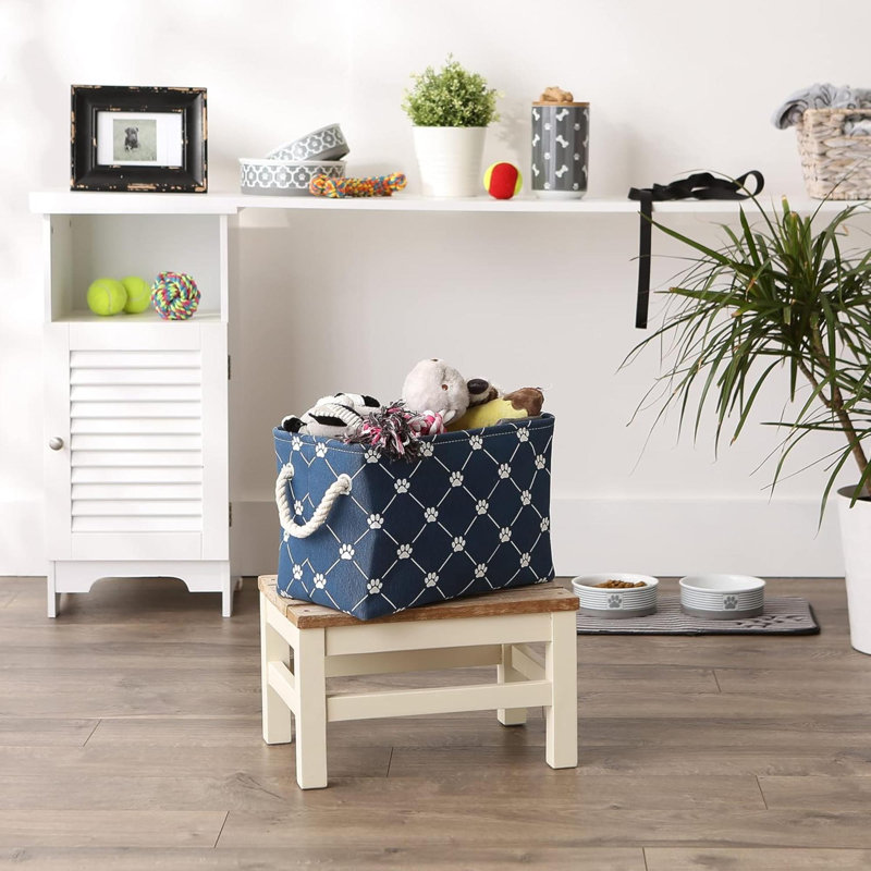 Empreinte de pattes et d'os de la collection Pet Storage, rectangle moyen, H 9 po x l 8 po x P 14 po, Marine