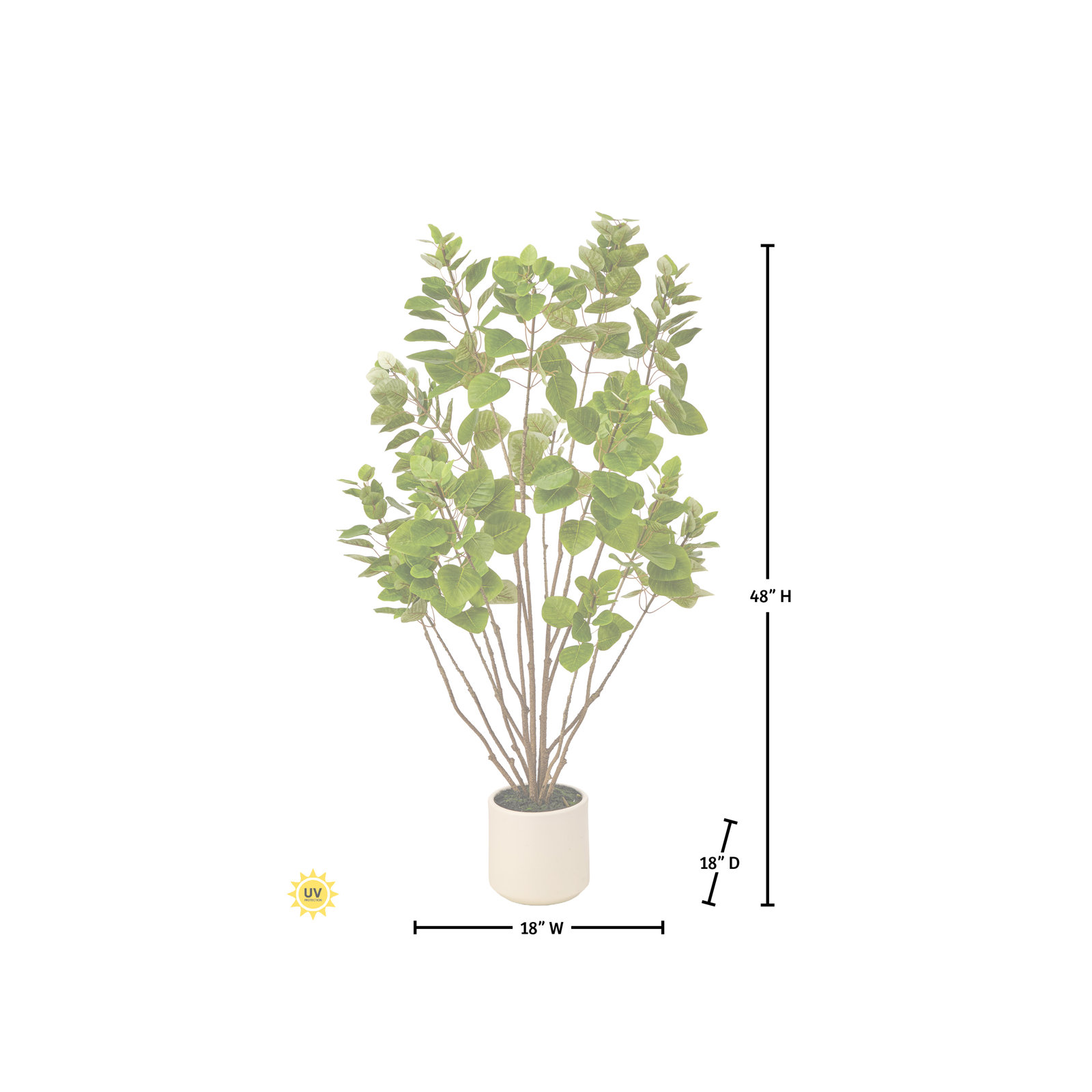 4' UV Potted Smoke Tree, 48 in x 20 in