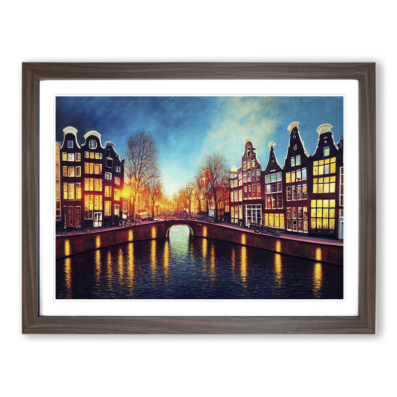 Amsterdam Canal Art Painting - Single Picture Frame Print