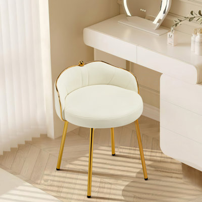 360° Swivel Vanity Chair with Low Back Accent Stool Makeup Chair for Bedroom Bathroom and Living Room