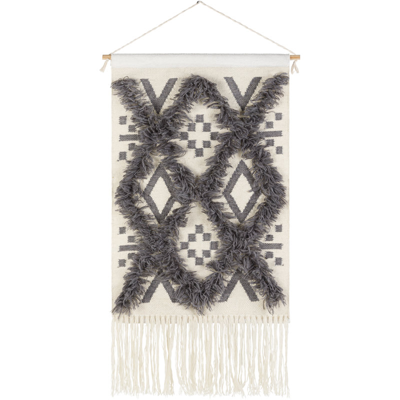 Killingworth Hand Woven Cotton Wall Hanging - Rod Included, Charcoal