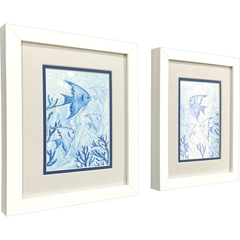 Ensemble de deux anges, art mural encadré blanc