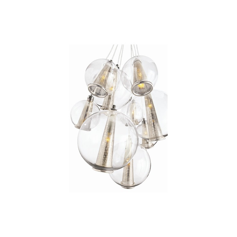 Laura Kirar 8 - Light Pendant, Polished Nickel/Clear, 51" H x 28" W x 28" D