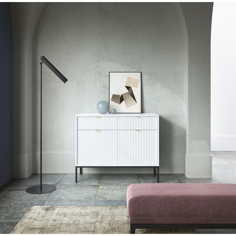 Ashraf 104cm W 2 - Drawer Chest of Drawers, White
