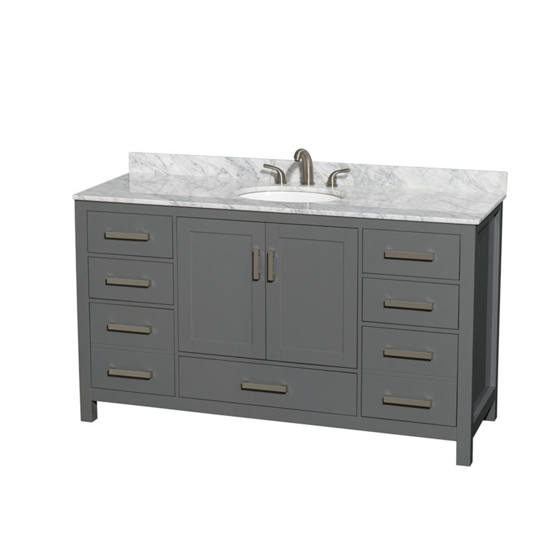 Sheffield 60" Single Bathroom Vanity Set, Dark Gray