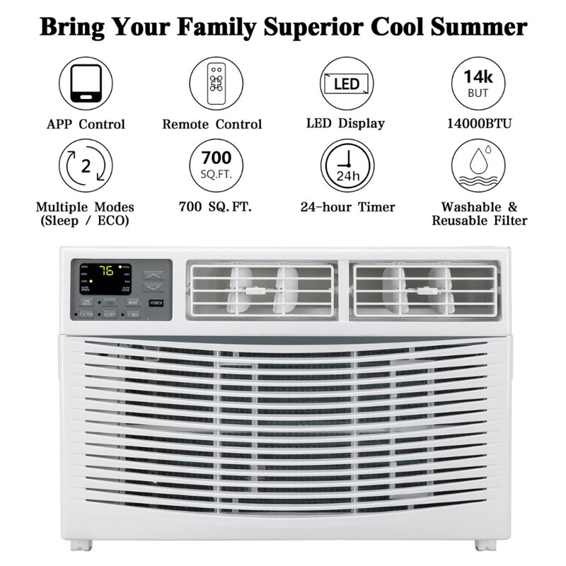 Winado 14000 BTU Wi-Fi Connected Window Air Conditioner for 700 Square Feet with Remote Included