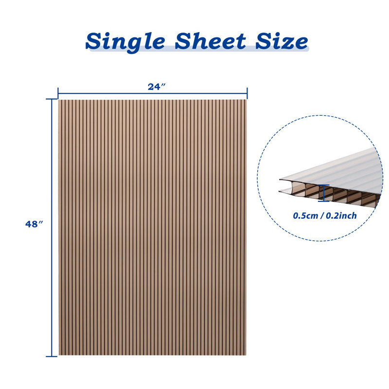 6 Pcs Polycarbonate Panel Cover, 0.2" H x 24" W x 48" D