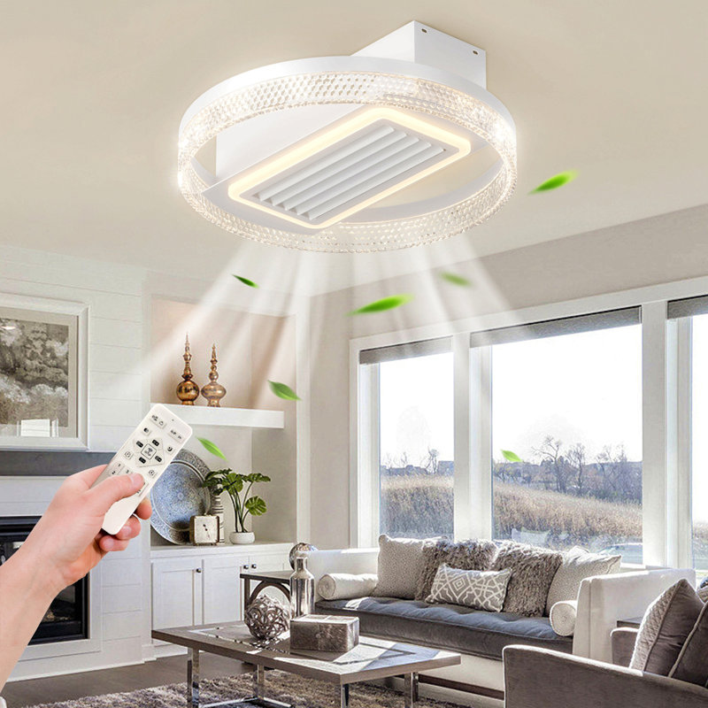 Ventilateur de plafond moderne sans feuille de 20 pouces avec moteur réversible amovible et lavable à télécommande