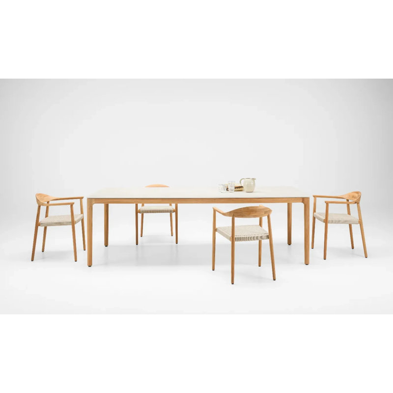 Fika Dining Armchair Untreated Teak Flax Rope