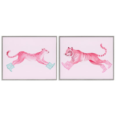 «Sprinting Jungle Animals in bottes», ensemble de 2 giclées par Daphne Polselli