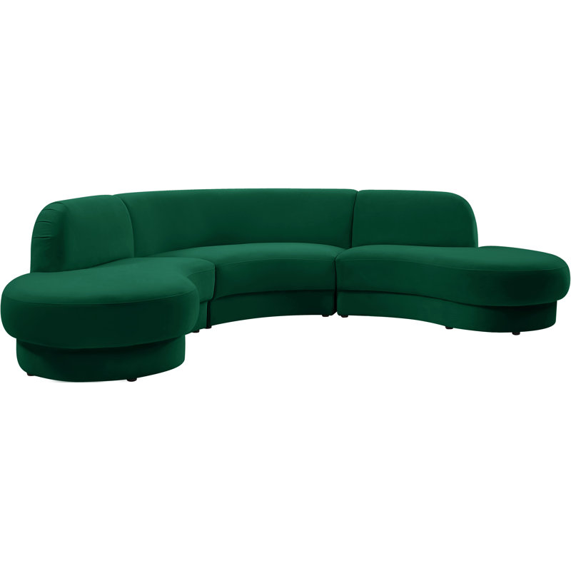 Velvet Sectional Symmetrical, Green Velvet