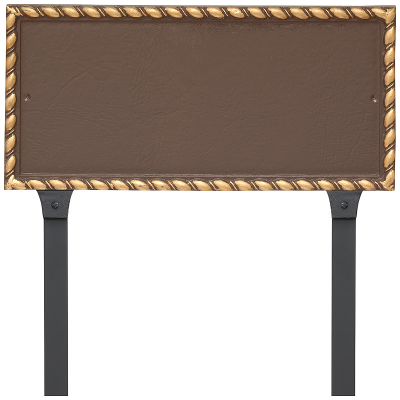 Plaque d'adresse rectangulaire Franklin One Line avec piquets de pelouse, Sable / doré, Oui