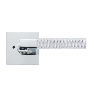 Levier d'intimité moleté Bravura 846-7 sur rosette carrée contemporaine en chrome poli