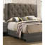 Lit pour grand lit contemporain, gris, tête de lit, structure de chambre en bois d'hévéa gris-1133642428