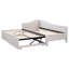 Lit de jour simple tapissier en L rembourré avec couchette escamotable, beige-384441858