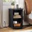 Table de bout ronde 21,6 po avec station de charge et porte tambour coulissante, table d'appoint cannelée avec rangement-2130834363-2122896040