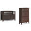 Petit banc de rangement en bois massif Acadian de 36 po de largeur et armoire à chaussures de 31,5 po de largeur brun foncé