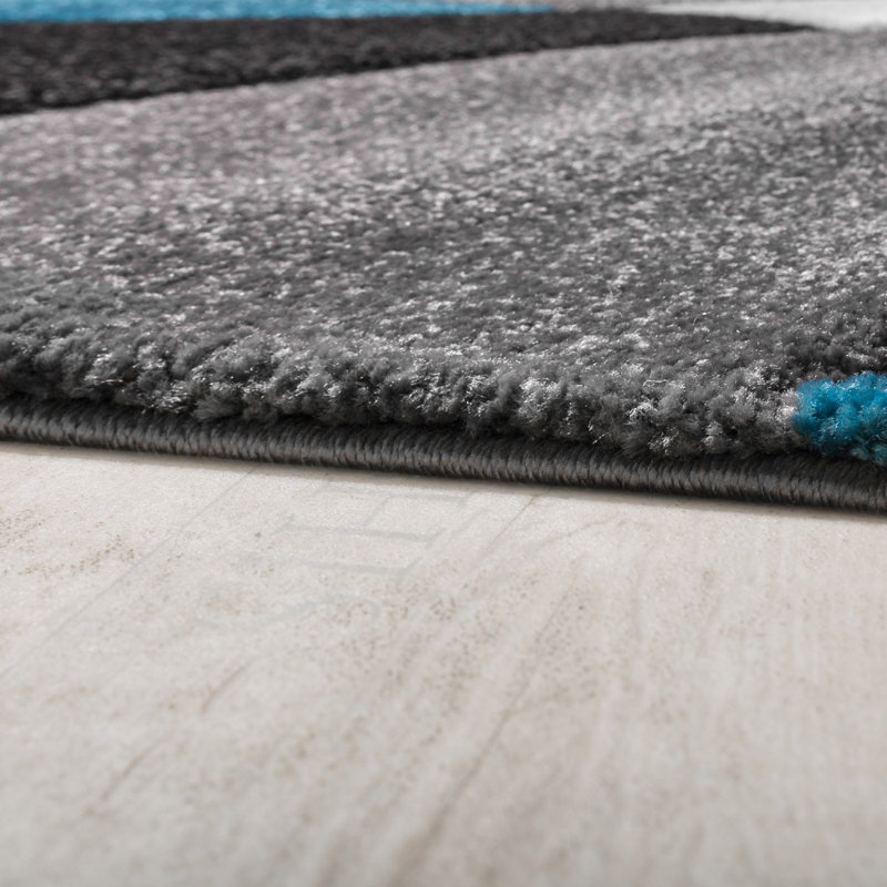 Chaya Flatweave Turquoise/Grey/Black Rug, Rectangle 120 x 170cm