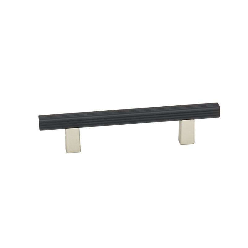 Poignée barre / poignée Quadrato, 4", Nickel mat / noir mat
