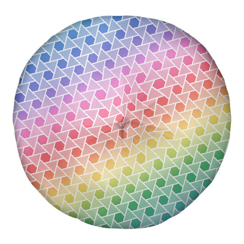 Coussin de plancher hexagonales et triangles, Arc-en-ciel, 30 po x 30 po