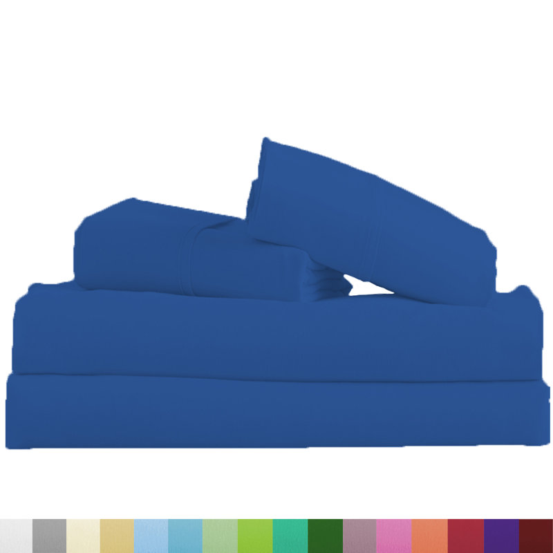 Signature Series Microfiber Sheet Set, King Sheet Set + Fitted Sheet + 2 Pillowcases, Royal Blue