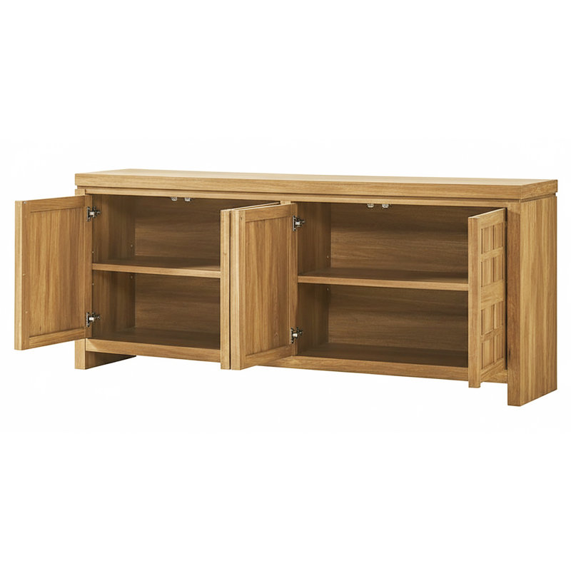 Buffet moderne avec armoires de rangement 74 po Bateson, Chêne héritage