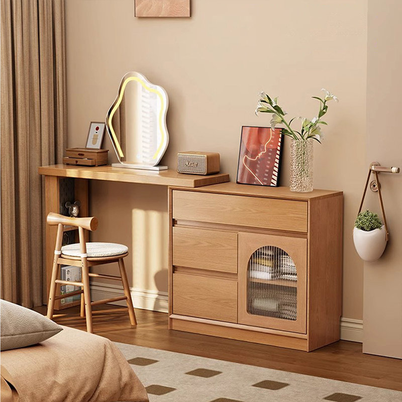 Coiffeuse avec miroir lumineux, 3 tiroirs, 1 chaise