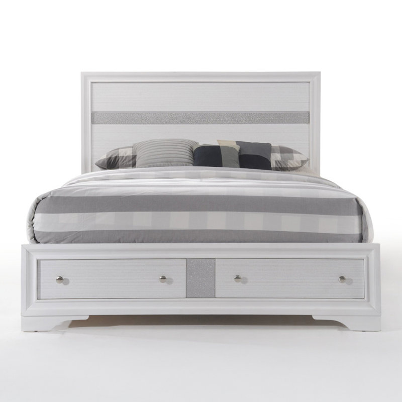 Modern white storage Queen bed