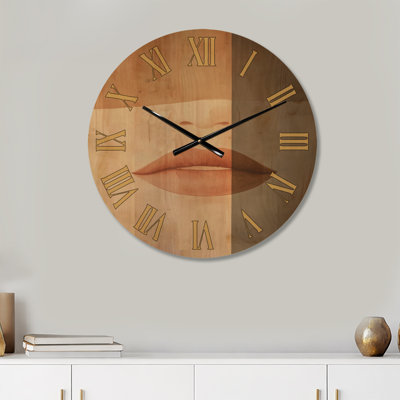 Terracotta Muse - Horloge murale décorative minimaliste imprimée sur bois