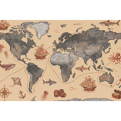 World Map Wallpaper Nautical Vintage Wall Decor