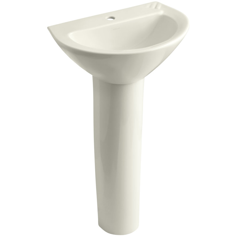 Parigi® Ceramic 20" Pedestal Bathroom Sink, Biscuit, Single