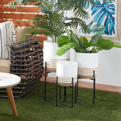 Ensemble de jardinières d'intérieur et d'extérieur en métal 3 pièces
