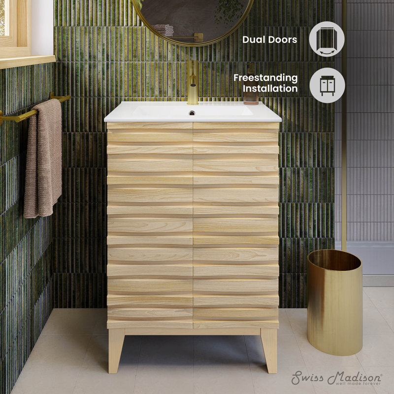 Cascade 24" Bathroom Vanity in Natural Oak, Natural Oak
