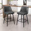 Ensemble de 2 tabourets de comptoir pivotants en similicuir gris avec dossier et pieds en métal