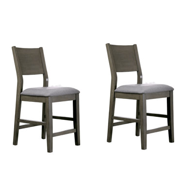 De 2 chaises de salle à manger grises contemporaines à hauteur de comptoir, tissu rembourré, panneau arrière, bois massif, coussins en tissu de style sophistiqué, pour une mise à niveau de l'atmosphère raffinée